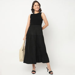 Flare Fit Tiered Skirt