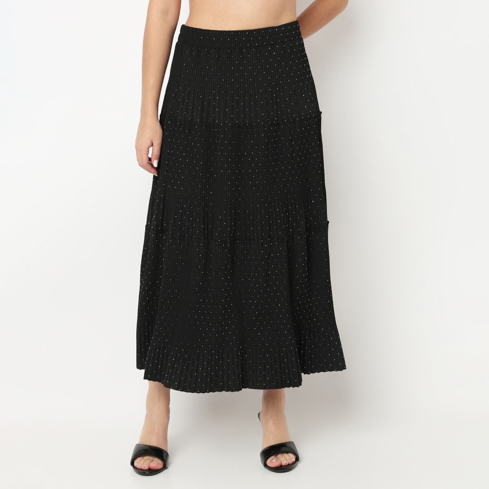 Flare Fit Tiered Skirt