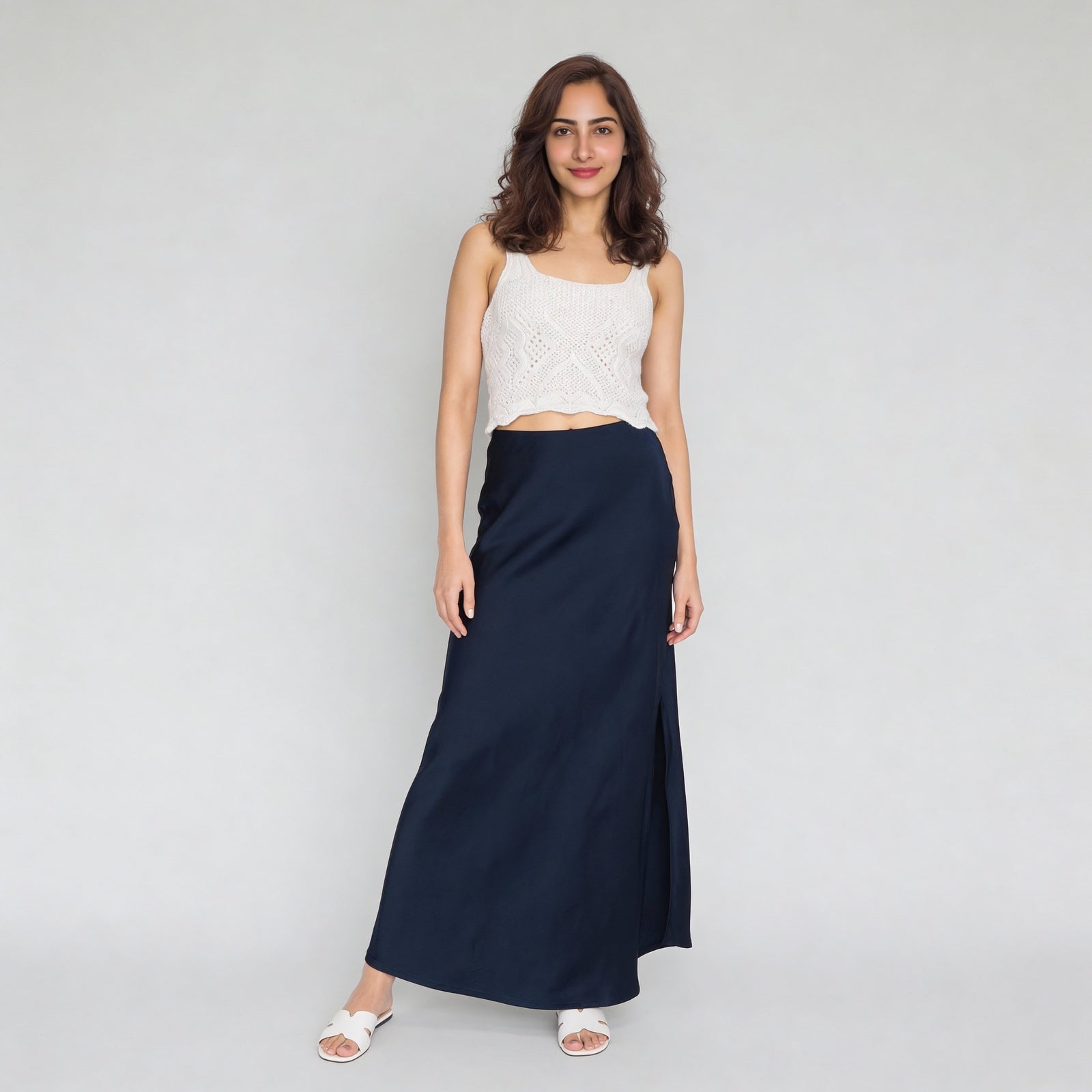 Solid Ankle Length Flare Skirt