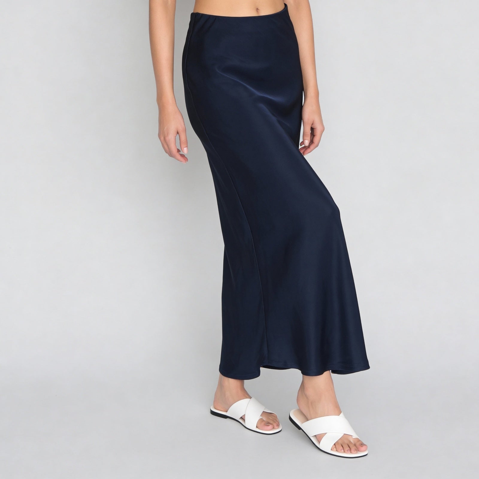 Solid Ankle Length Flare Skirt