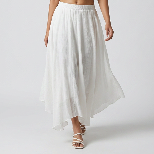 Cotton Solid Flared Skirt
