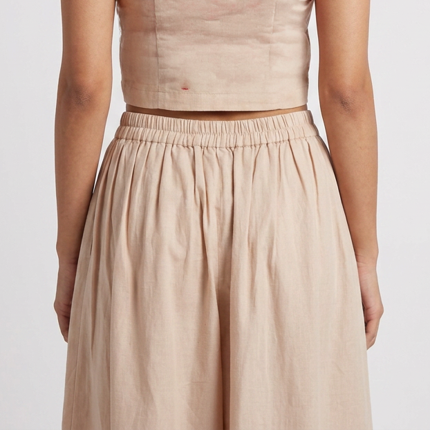 Cotton Embroidered Flared Skirt