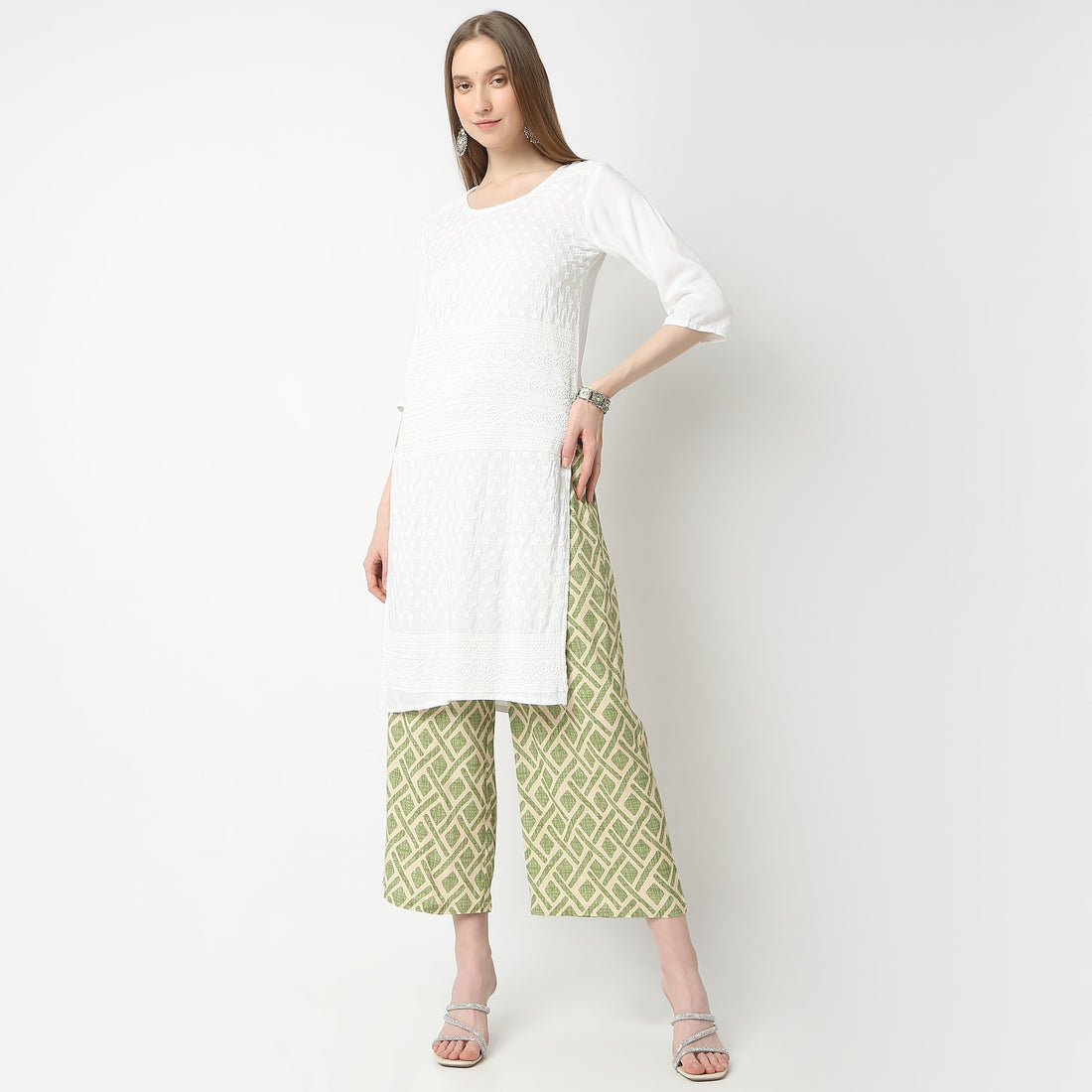 Regular Fit Printed Mid Rise Palazzos