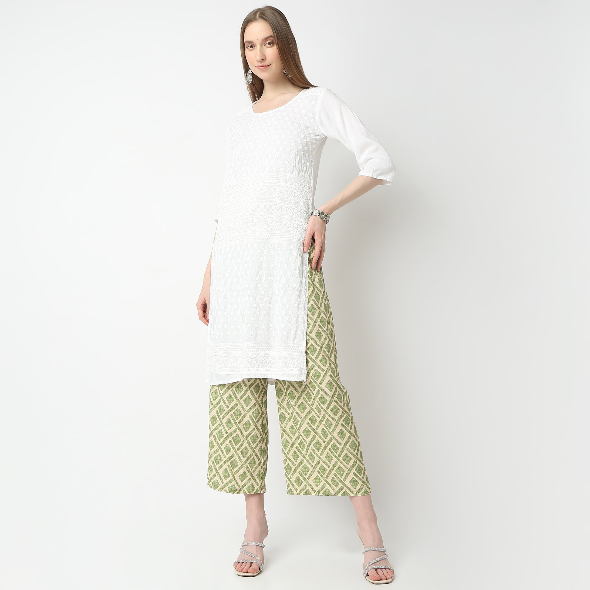 Regular Fit Printed Mid Rise Palazzos