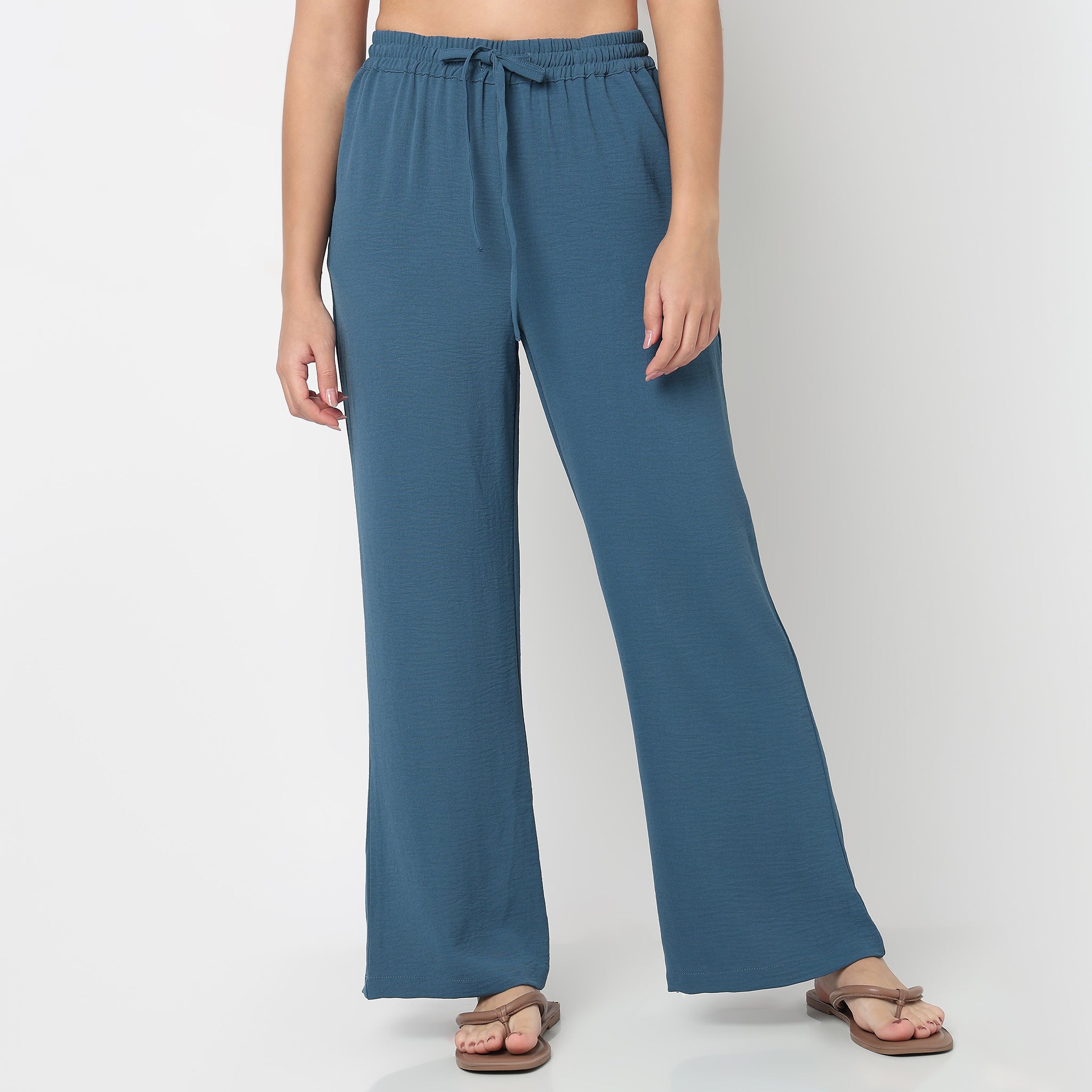 Solid Mid Rise Lounge Palazzos