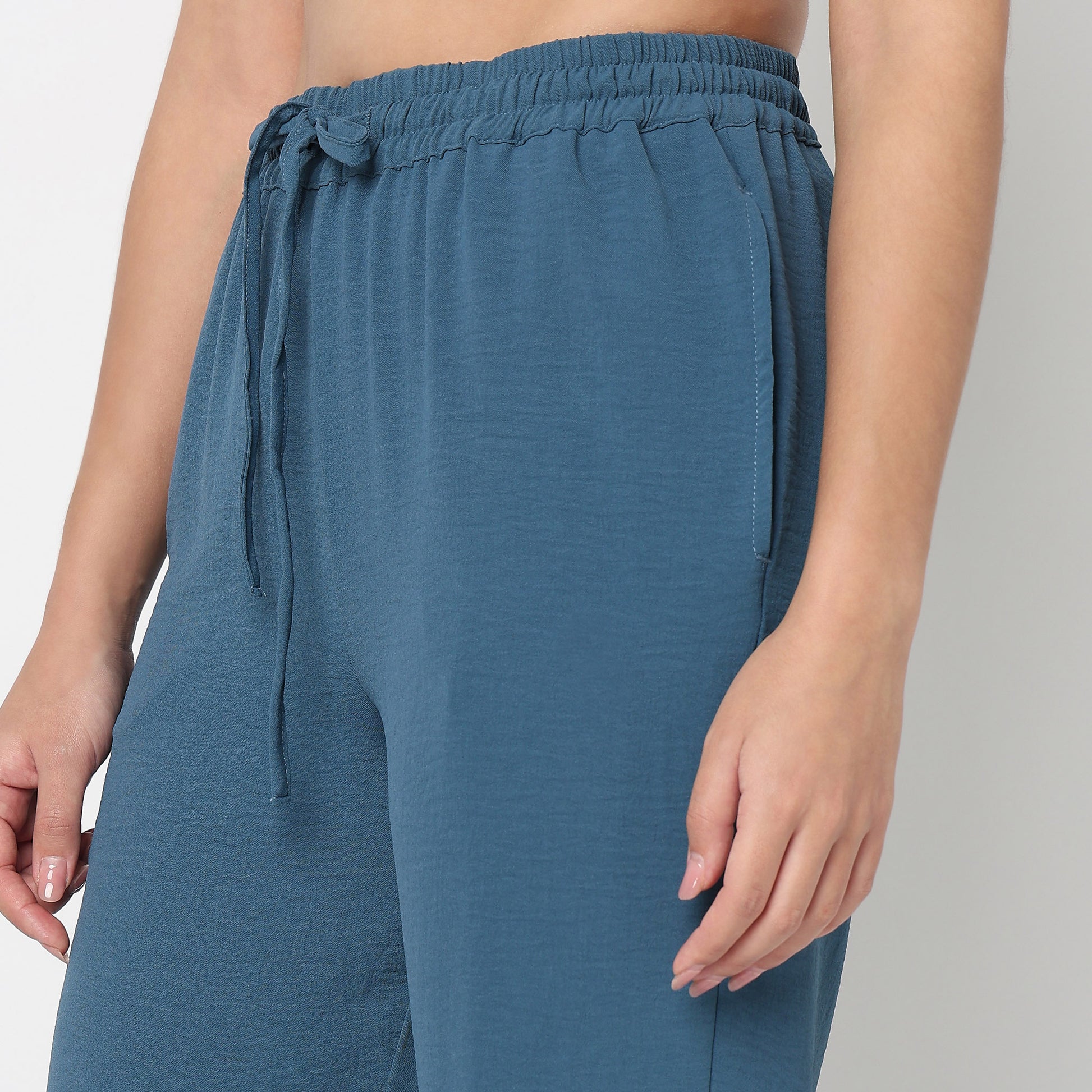 Solid Mid Rise Lounge Palazzos