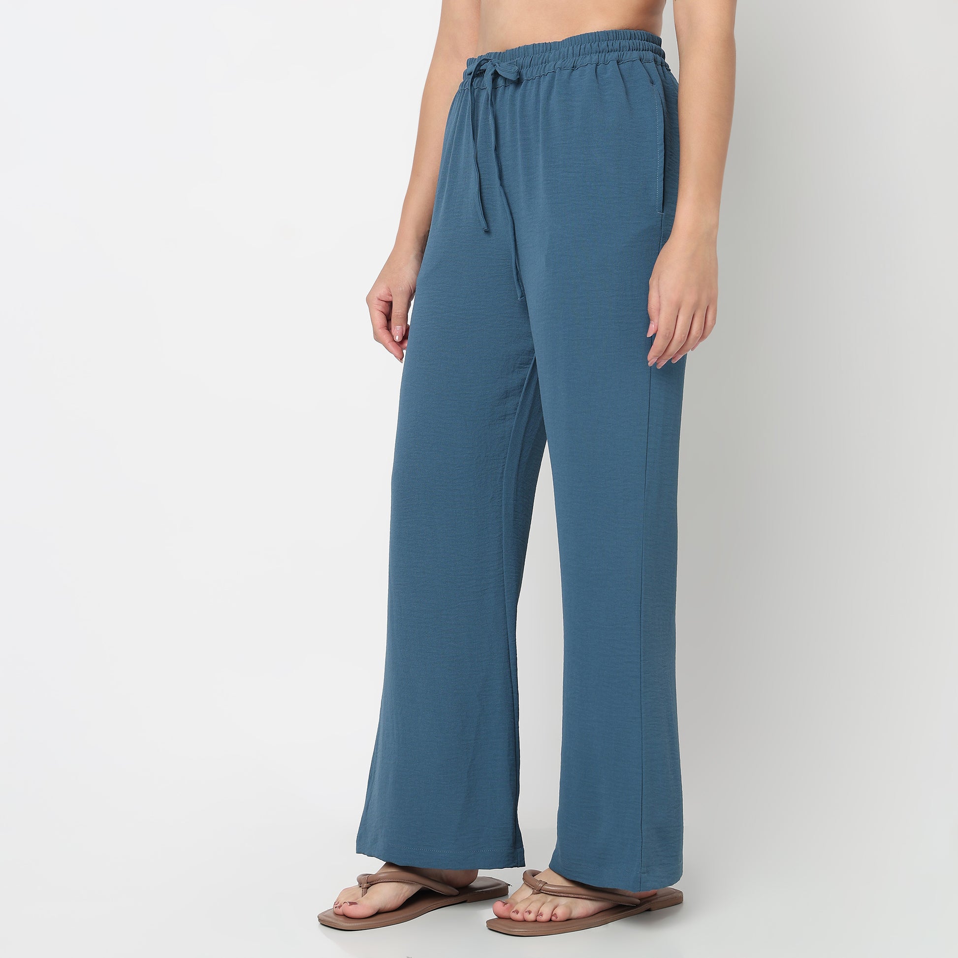 Solid Mid Rise Lounge Palazzos