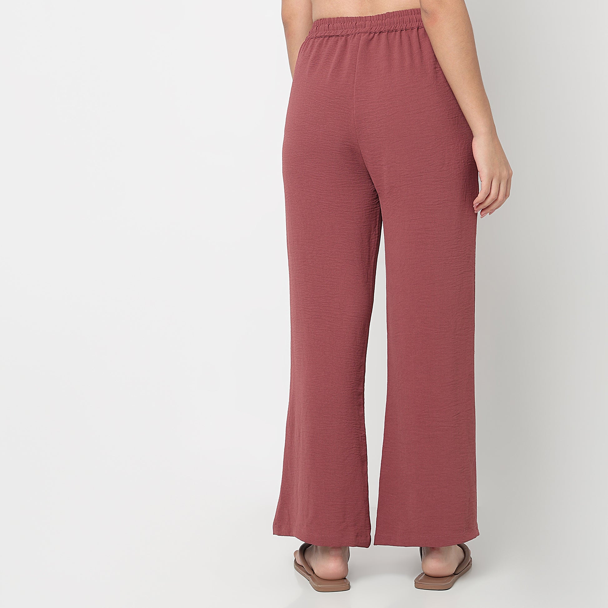 Solid Mid Rise Lounge Palazzos