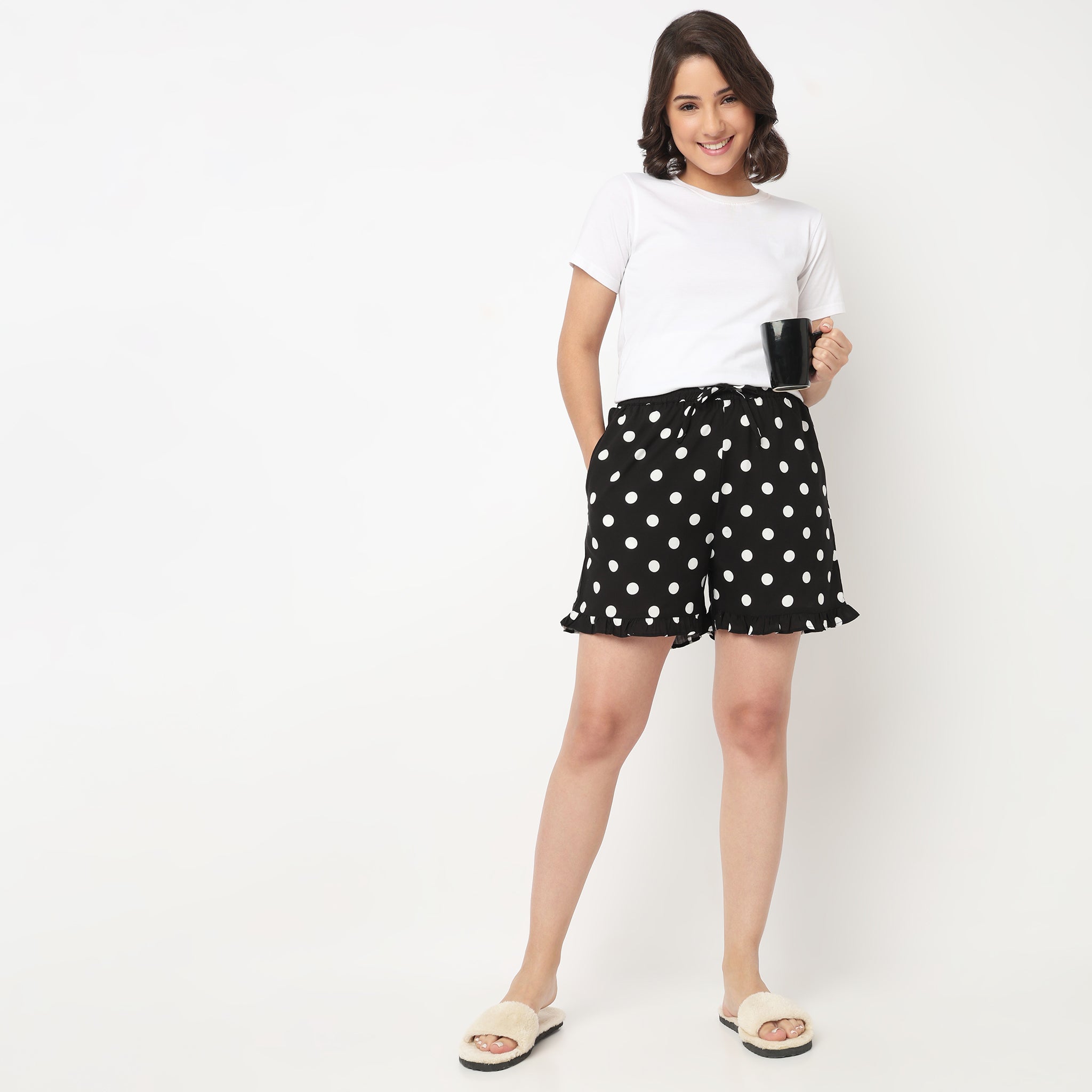 Polka Dot Print Frill Shorts