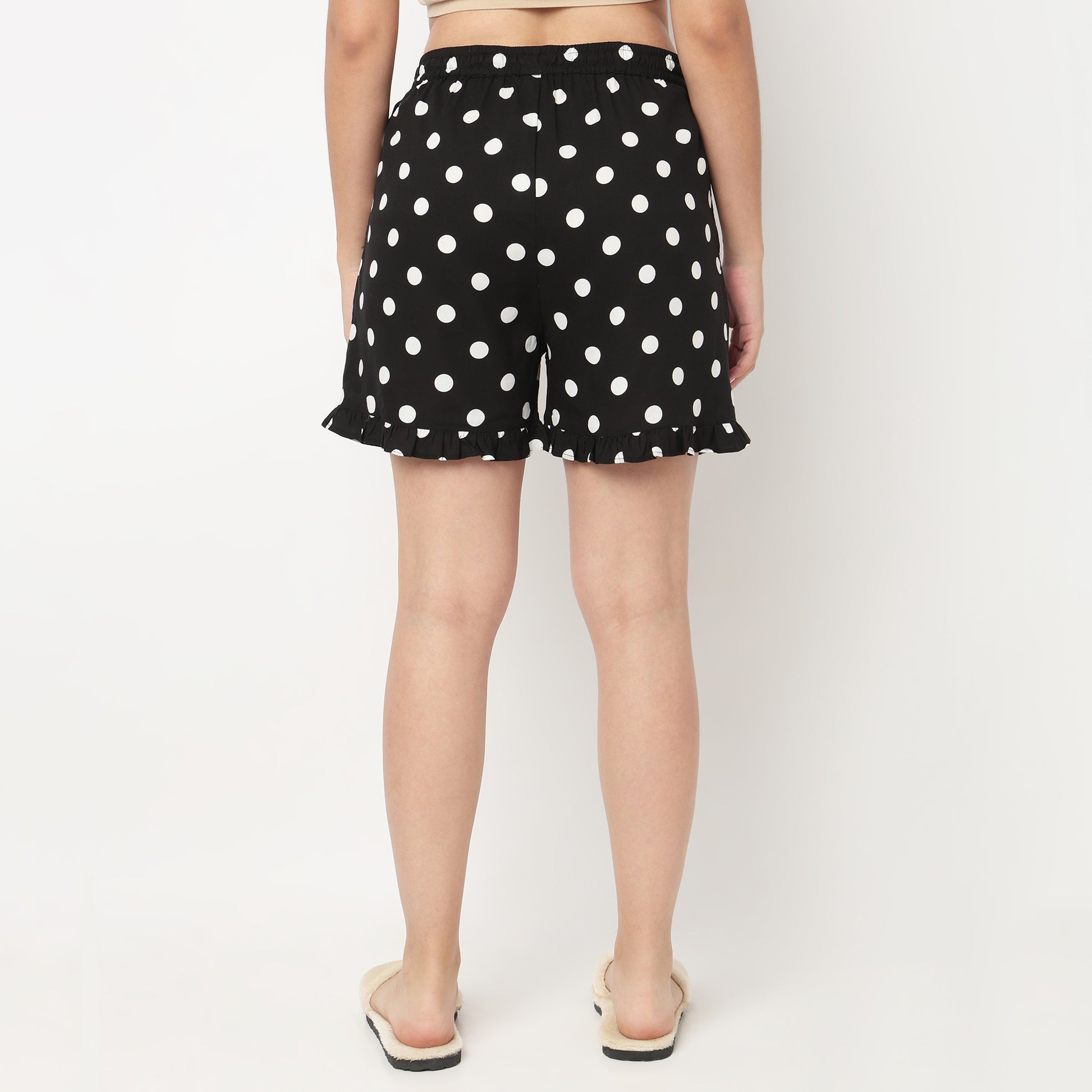 Polka Dot Print Frill Shorts