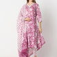 Floral Print V-Neck Straight Kurta and Pant with Dupatta Set