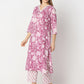Floral Print V-Neck Straight Kurta and Pant with Dupatta Set