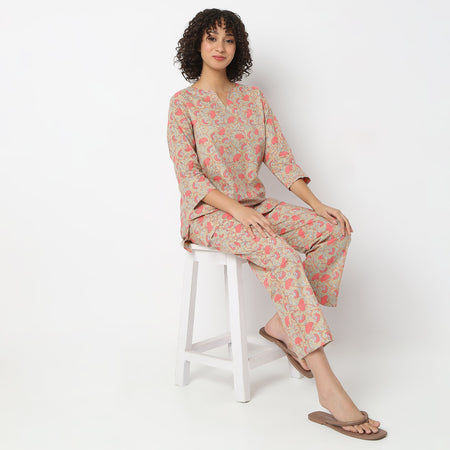 Grid Iron Print on Forest Sage PJ Set