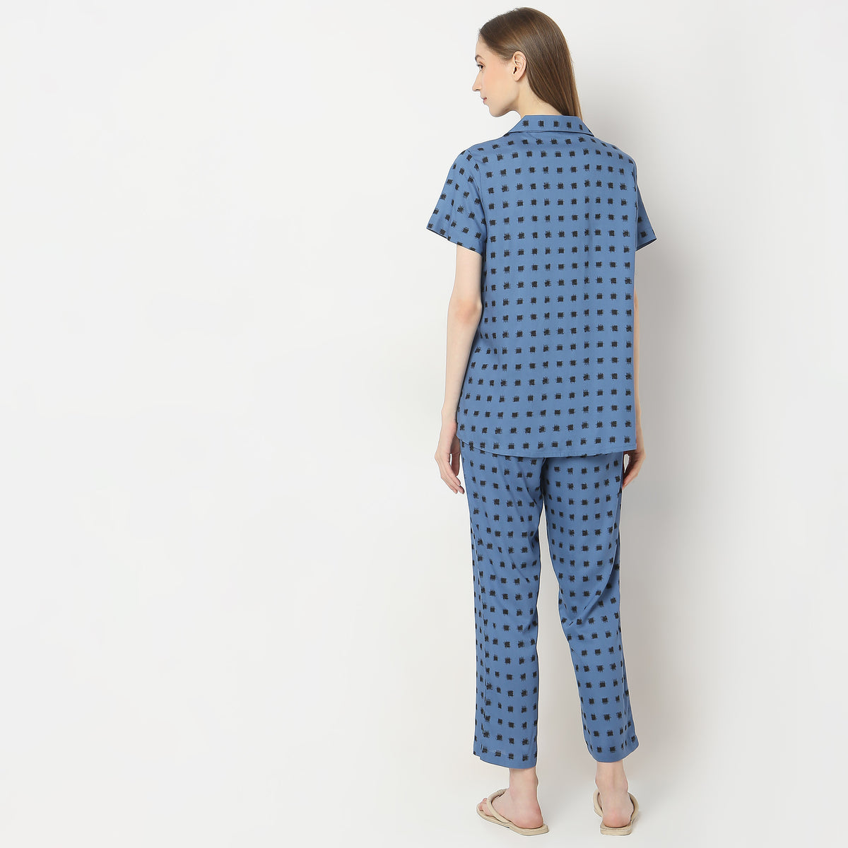 Regular Fit Printed Shirt with Pyjama Set