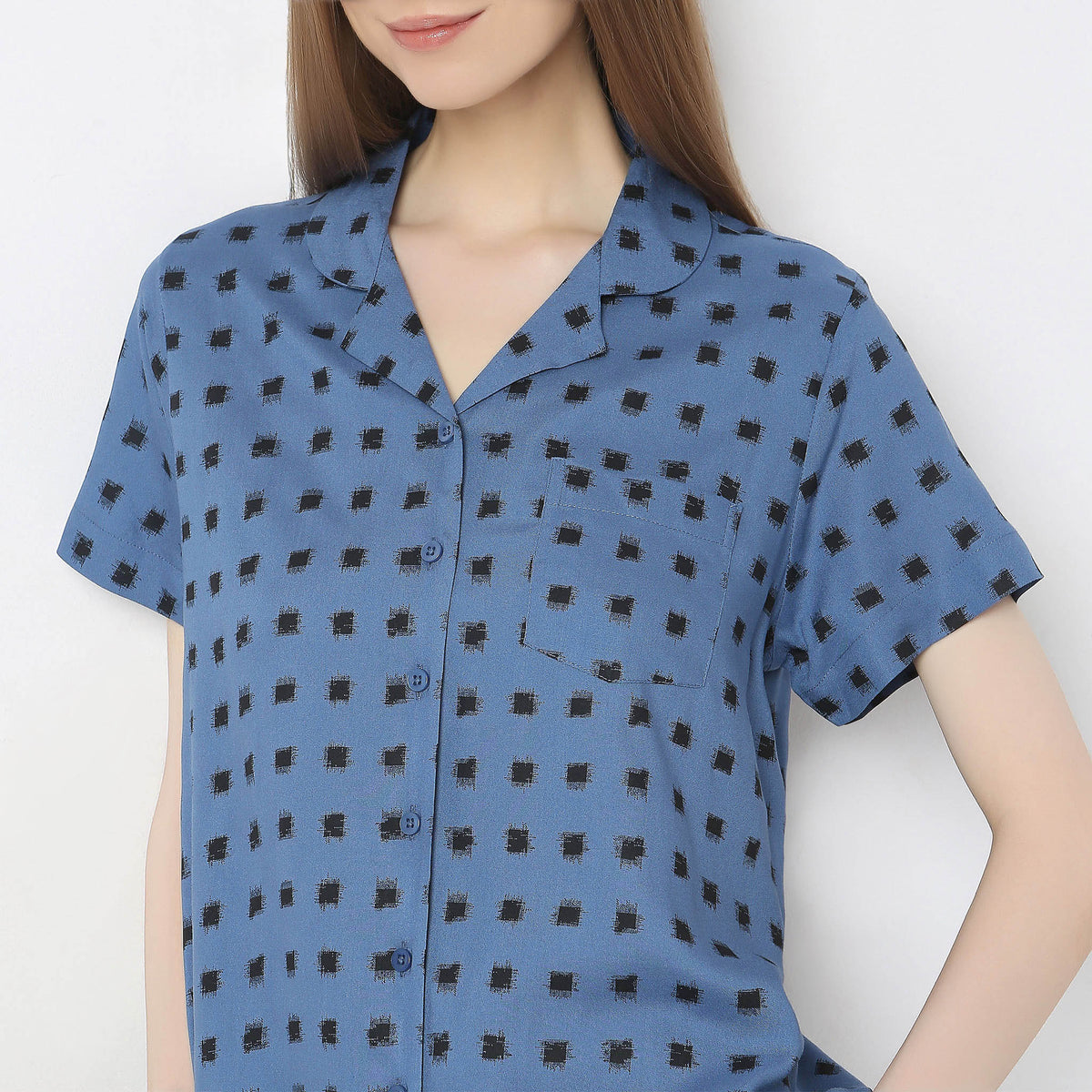 Regular Fit Printed Shirt with Pyjama Set