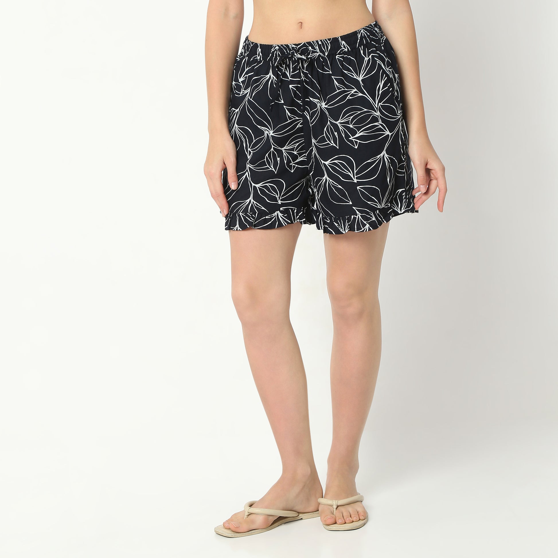 Regular Fit Printed Lapel Collar Regular Length Shirt with Shorts Sleepwear Set