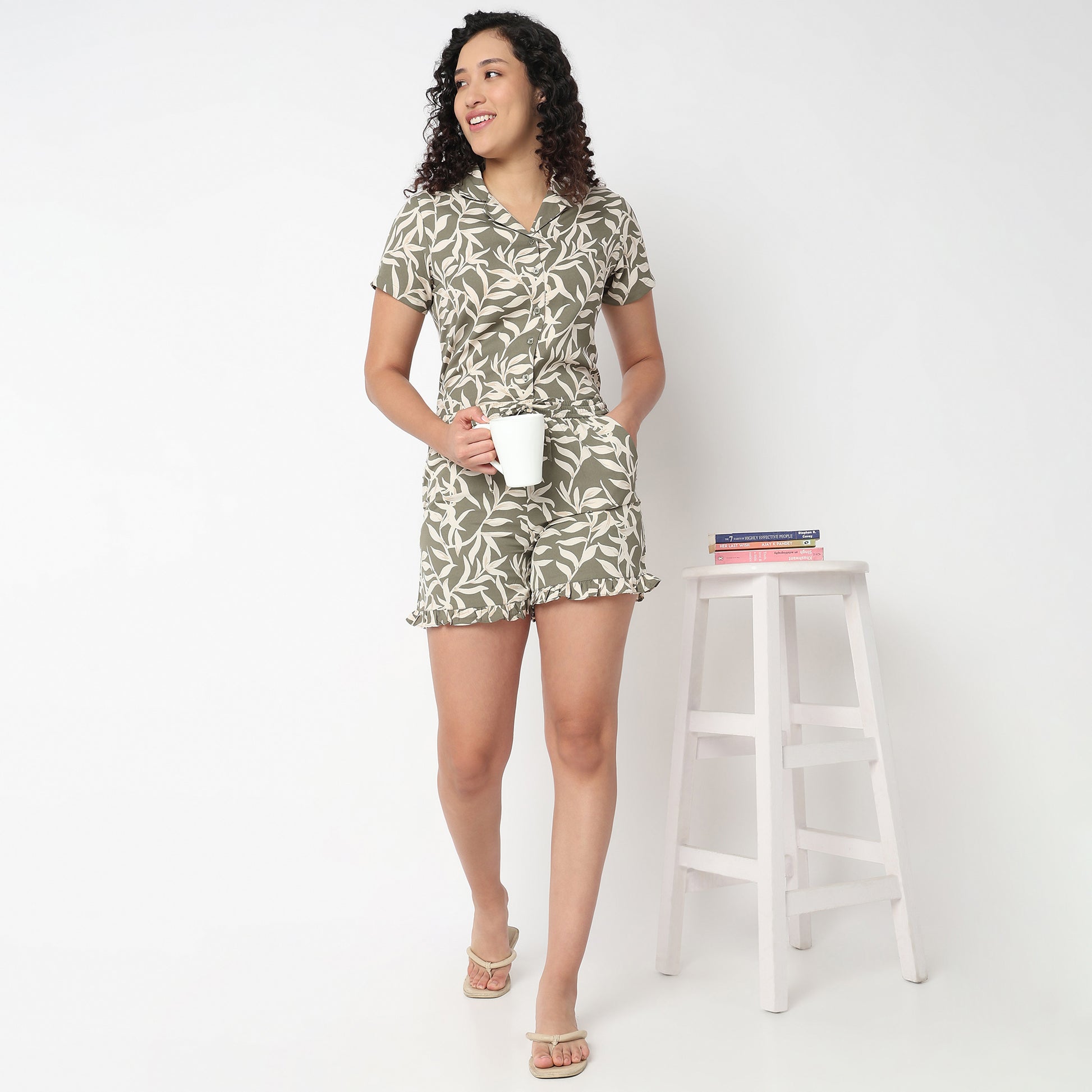 Printed Shirt And Short Cord Set