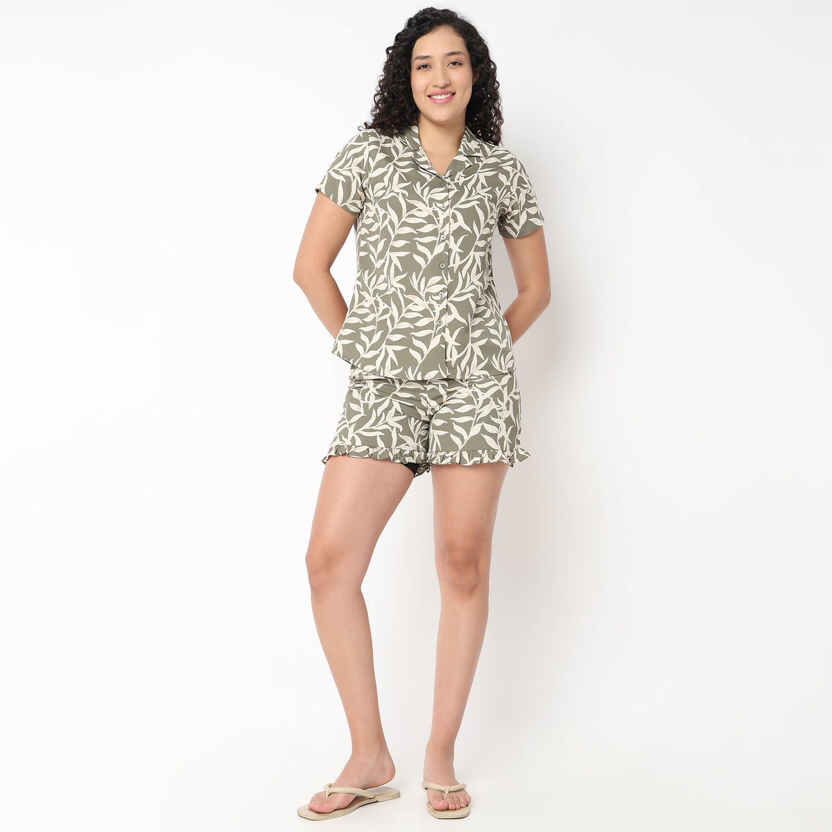 Printed Shirt And Short Cord Set