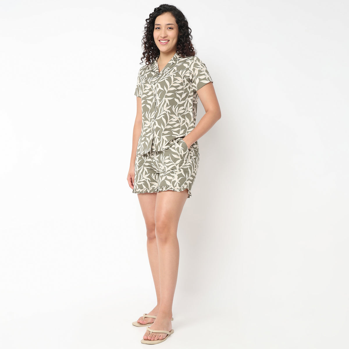 Printed Shirt And Short Cord Set