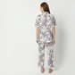 Regular Fit Printed Lapel Collar Full Length Shirt with Pyjama Set