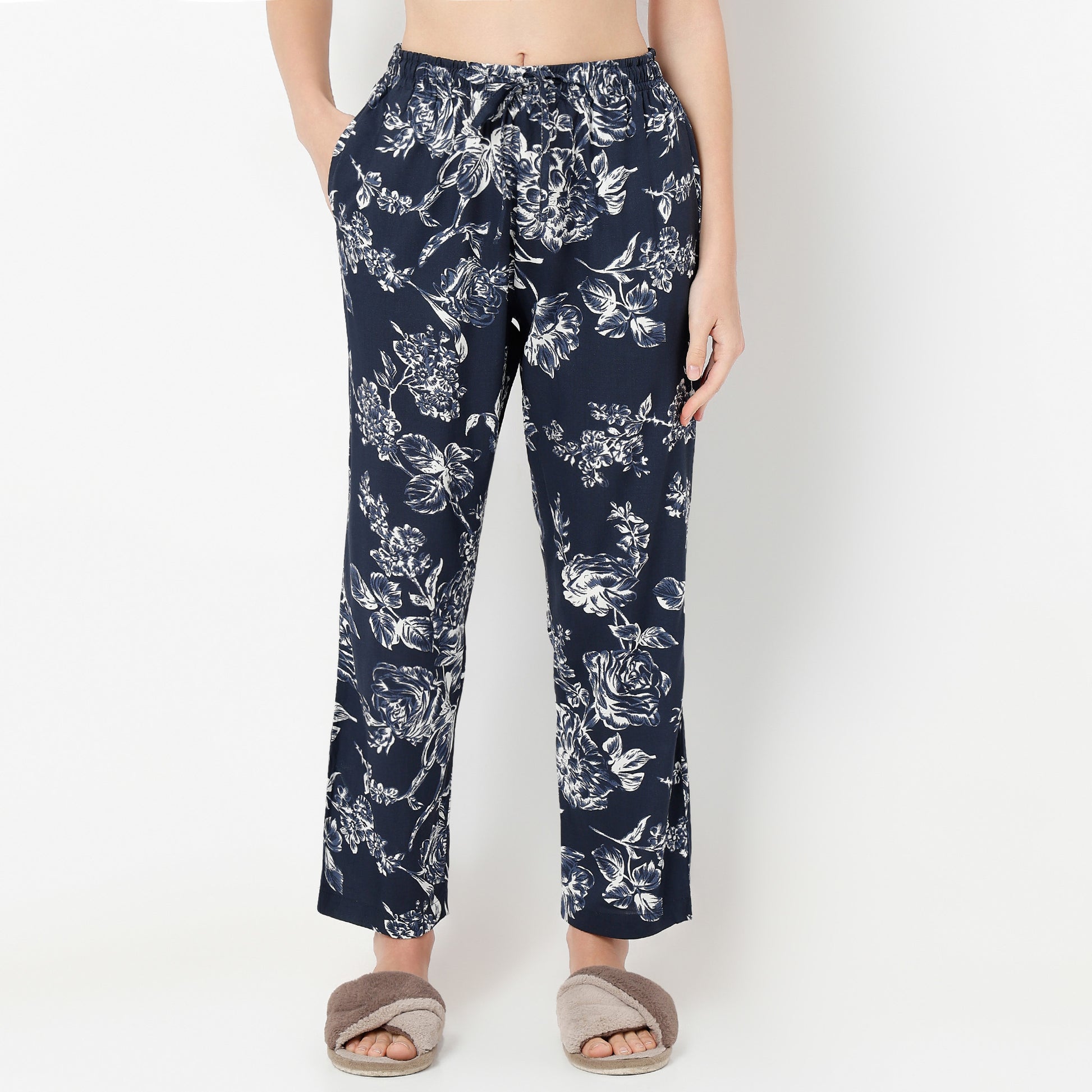 Regular Fit Printed Lapel Collar Shirt with Pyjama Set