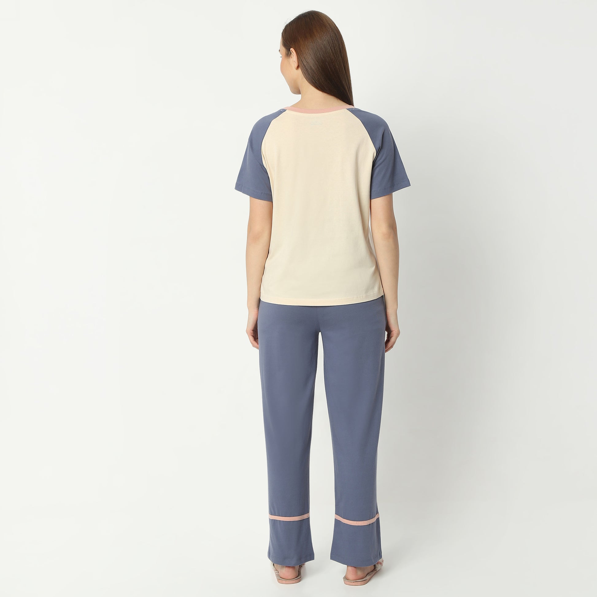 Regular Fit Animal Print Round Neck Regular Length T-Shirt with Pyjama Set