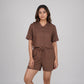 Cotton Solid Shirt with Short Sleepwear Set