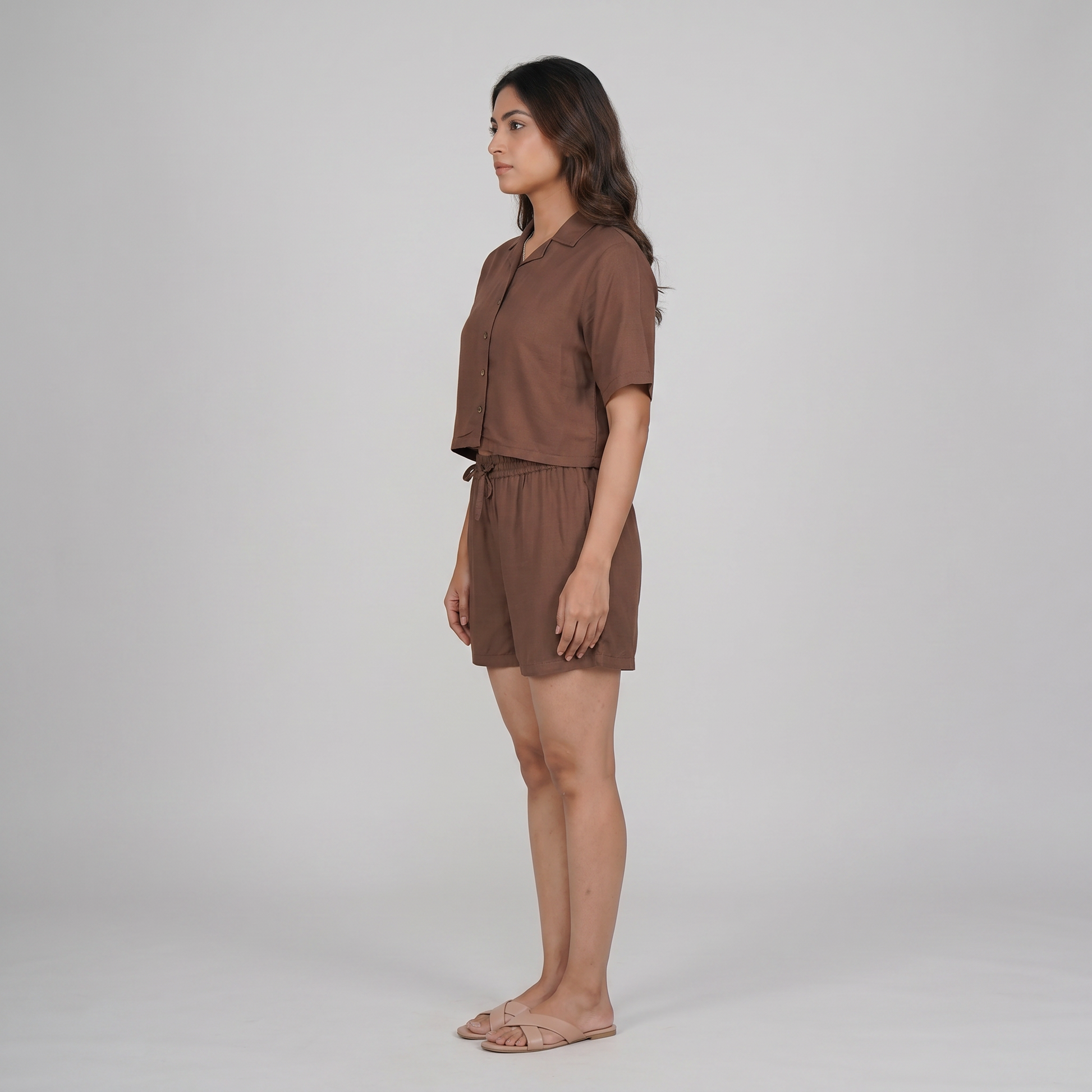 Cotton Solid Shirt with Short Sleepwear Set