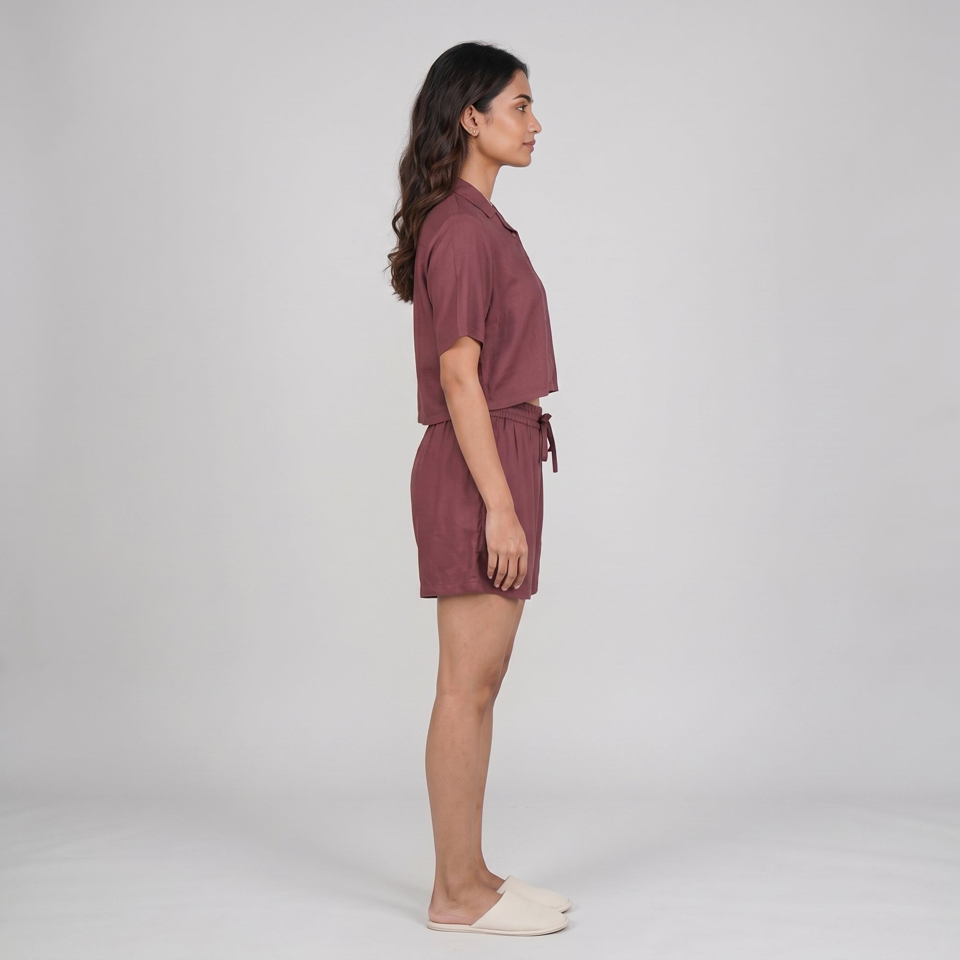 Cotton Solid Shirt with Short Sleepwear Set