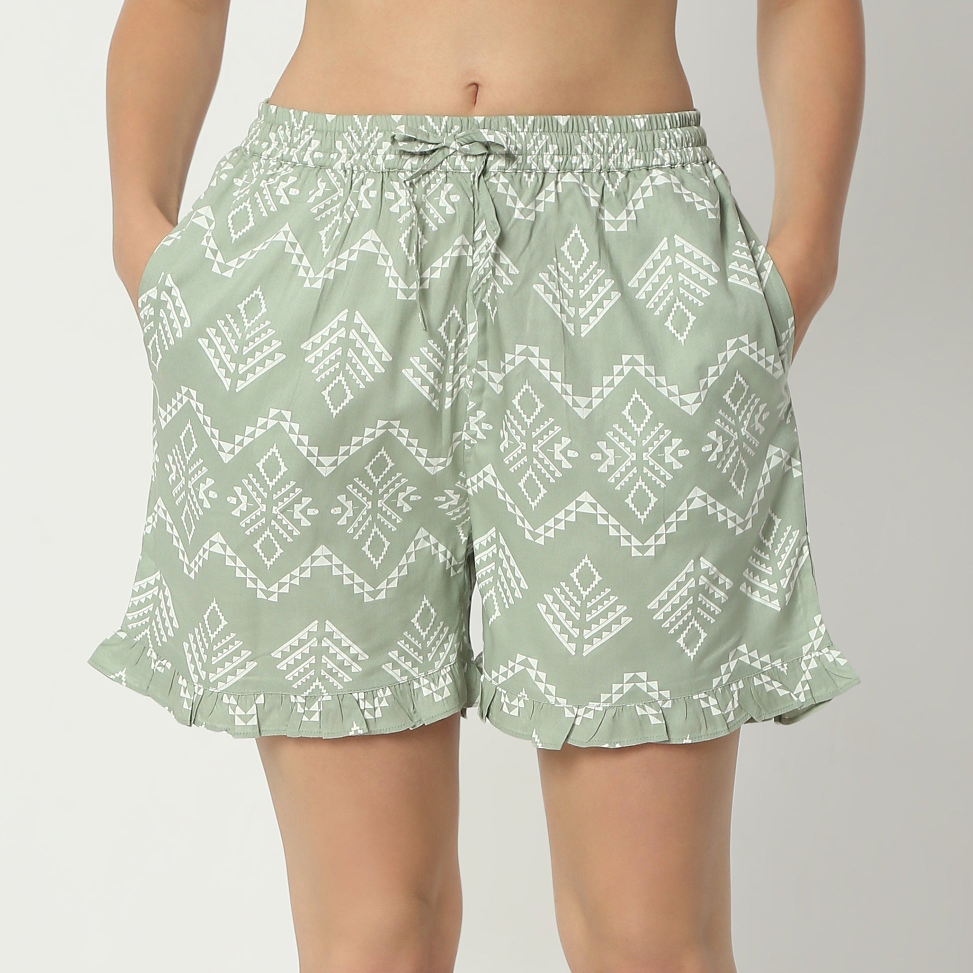 Regular Fit Printed Lapel Collar Regular Length Shirt with Shorts Sleepwear Set