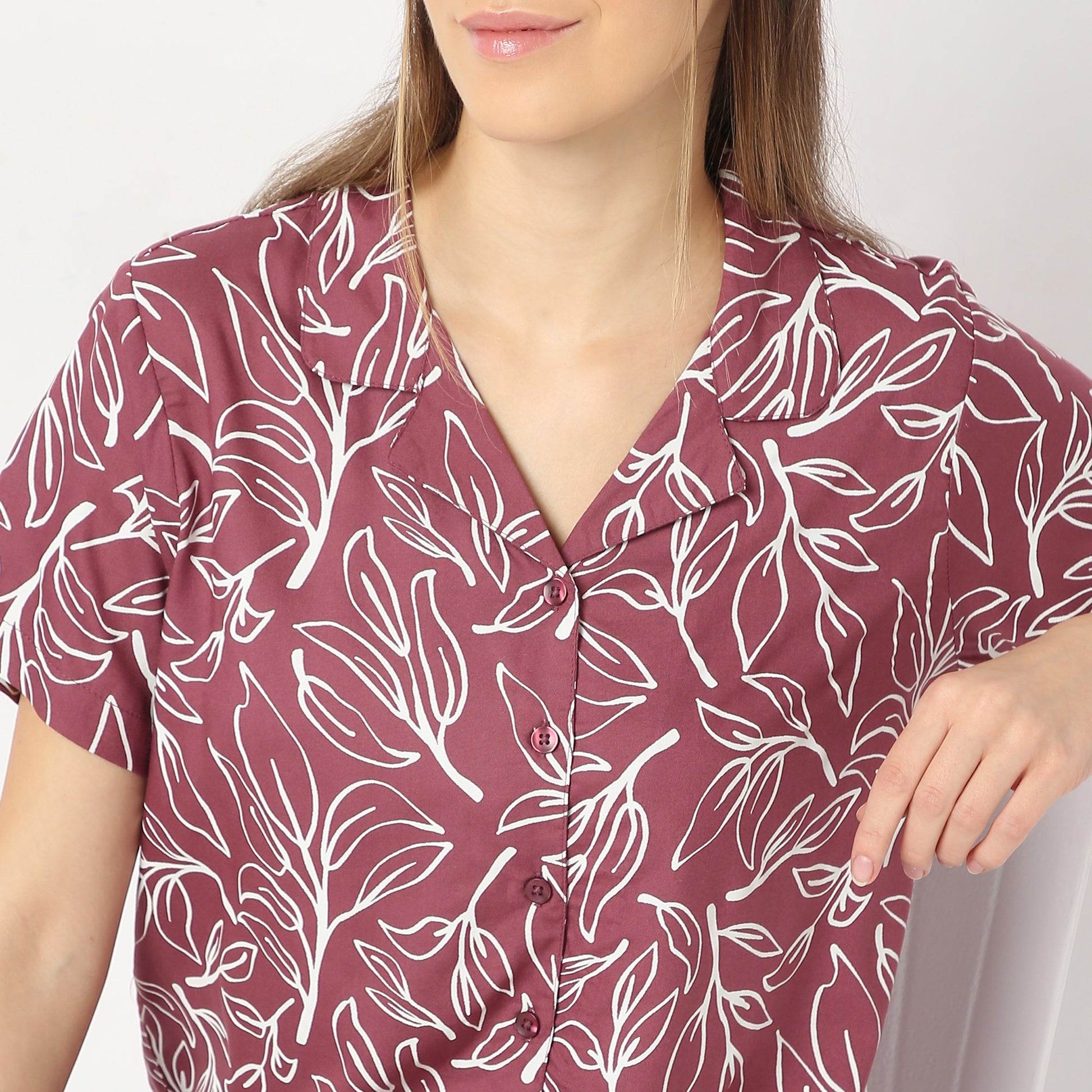 Regular Fit Printed Shirt with Pyjama Set