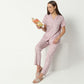 Regular Fit Printed Lapel Collar Regular Length Shirt with Pyjama Sleepwear Set