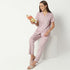 Regular Fit Printed Lapel Collar Regular Length Shirt with Pyjama Sleepwear Set