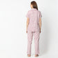 Regular Fit Printed Lapel Collar Regular Length Shirt with Pyjama Sleepwear Set