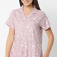 Regular Fit Printed Lapel Collar Regular Length Shirt with Pyjama Sleepwear Set
