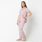 Regular Fit Printed Lapel Collar Regular Length Shirt with Pyjama Sleepwear Set