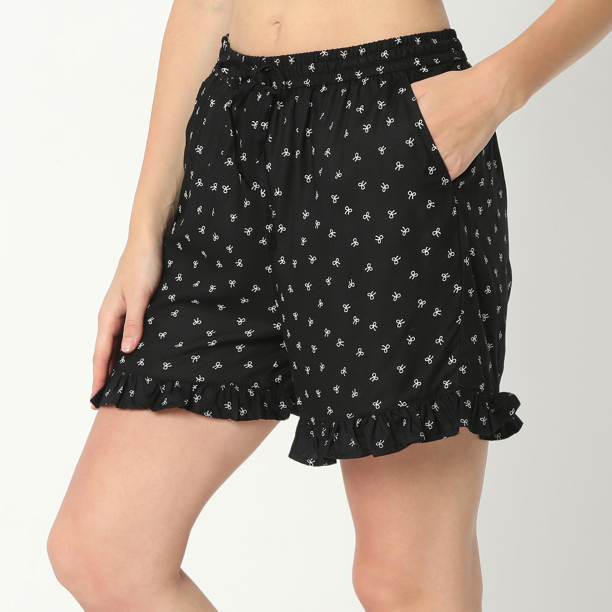 Regular Fit Printed Lapel Collar Regular Length Shirt with Shorts Sleepwear Set