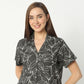 Regular Fit Printed Lapel Collar Regular Length Shirt with Pyjama Sleepwear Set