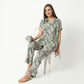 Regular Fit Printed Lapel Collar Regular Length Shirt with Pyjama Sleepwear Set