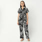 Regular Fit Printed Lapel Collar Regular Length Shirt with Pyjama Sleepwear Set