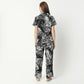 Regular Fit Printed Lapel Collar Regular Length Shirt with Pyjama Sleepwear Set