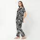 Regular Fit Printed Lapel Collar Regular Length Shirt with Pyjama Sleepwear Set