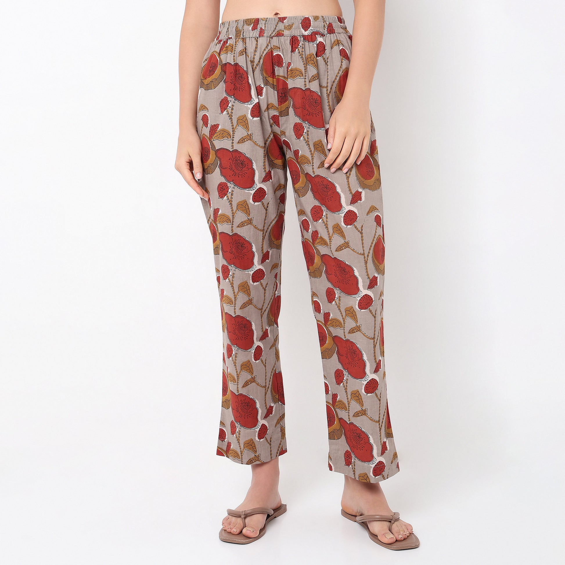 Floral Print Round Neck Kurta with Pyjama Set