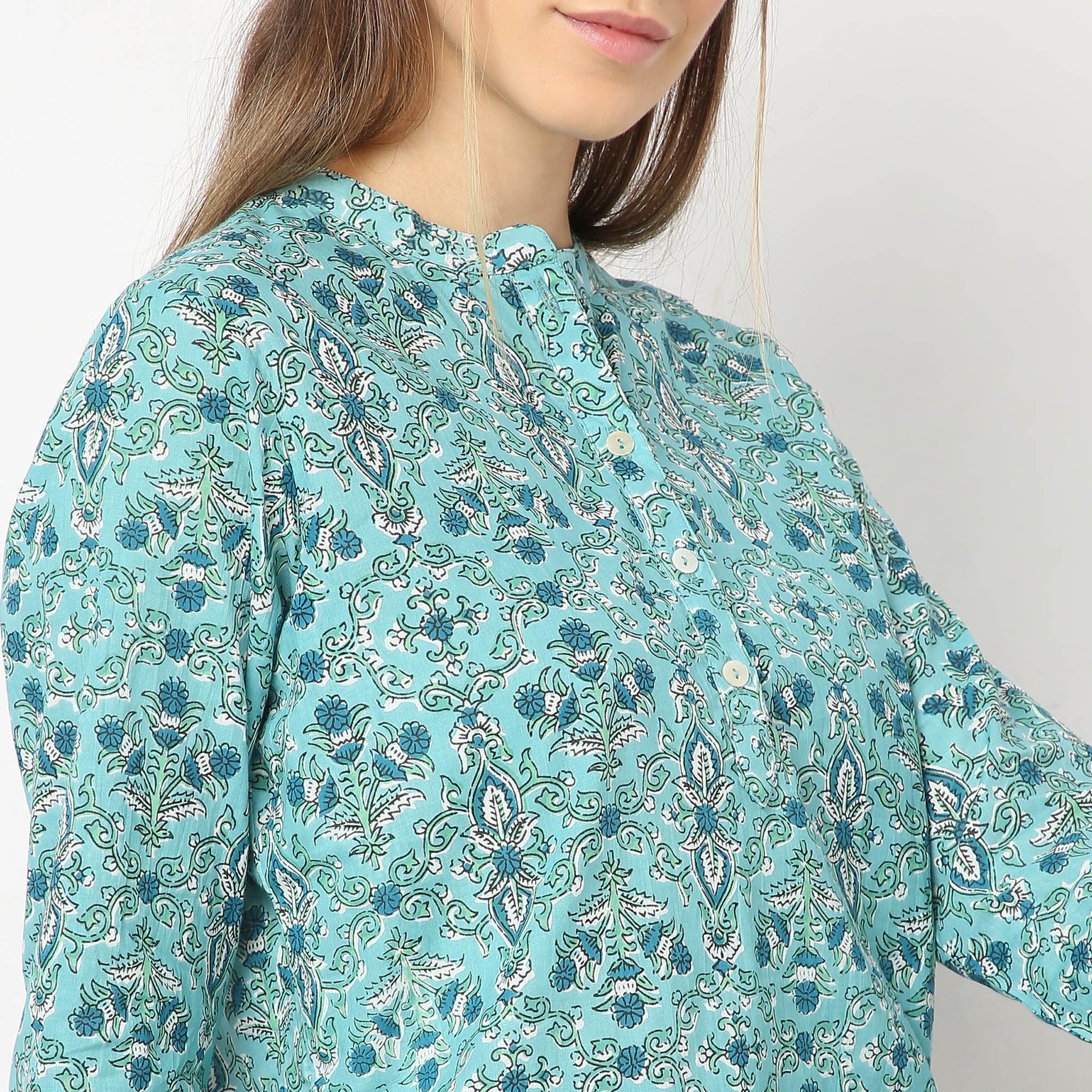 Regular Fit Printed Shirt with Pyjama Set