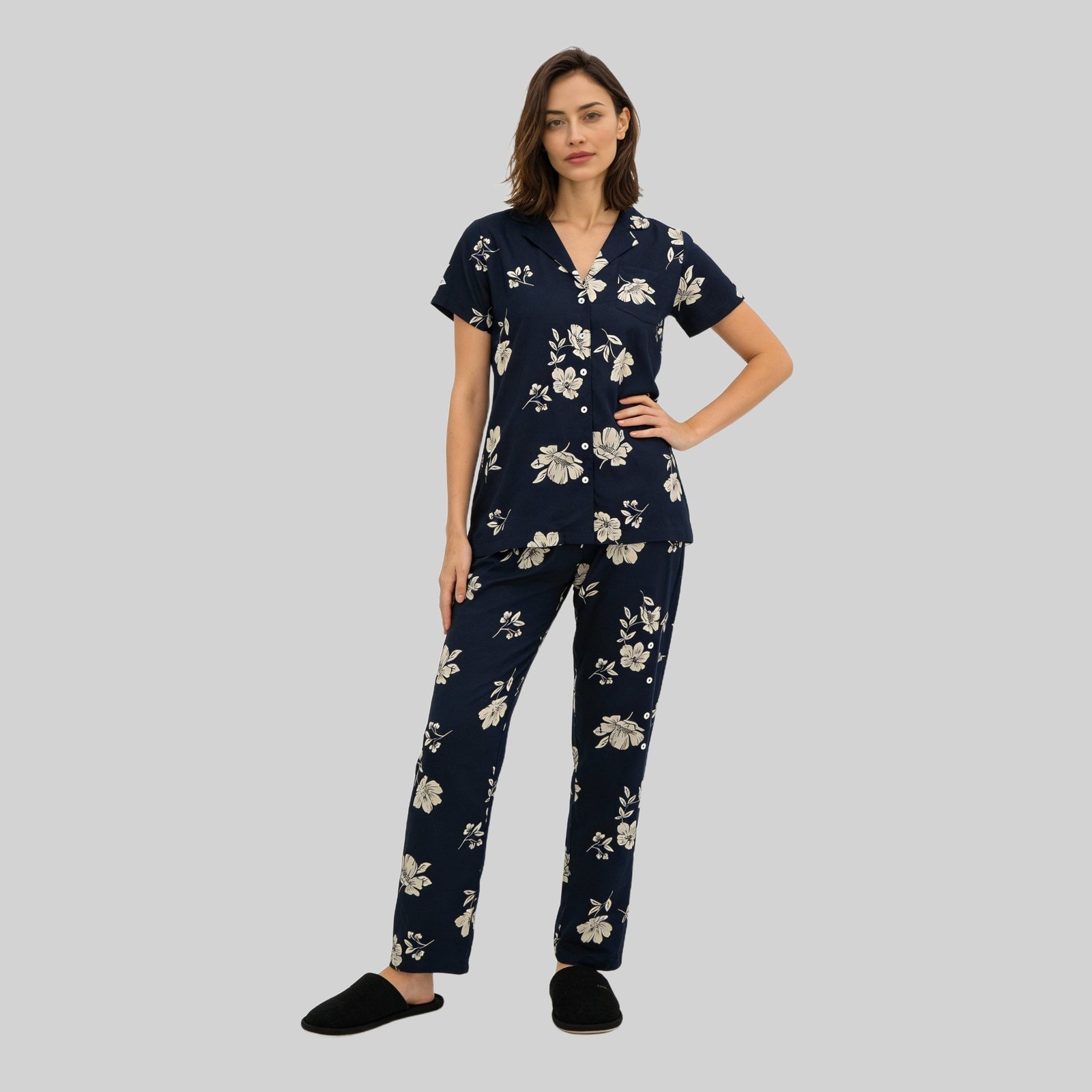 Cotton Printed Shirt with Pyjama Sleepwear Set