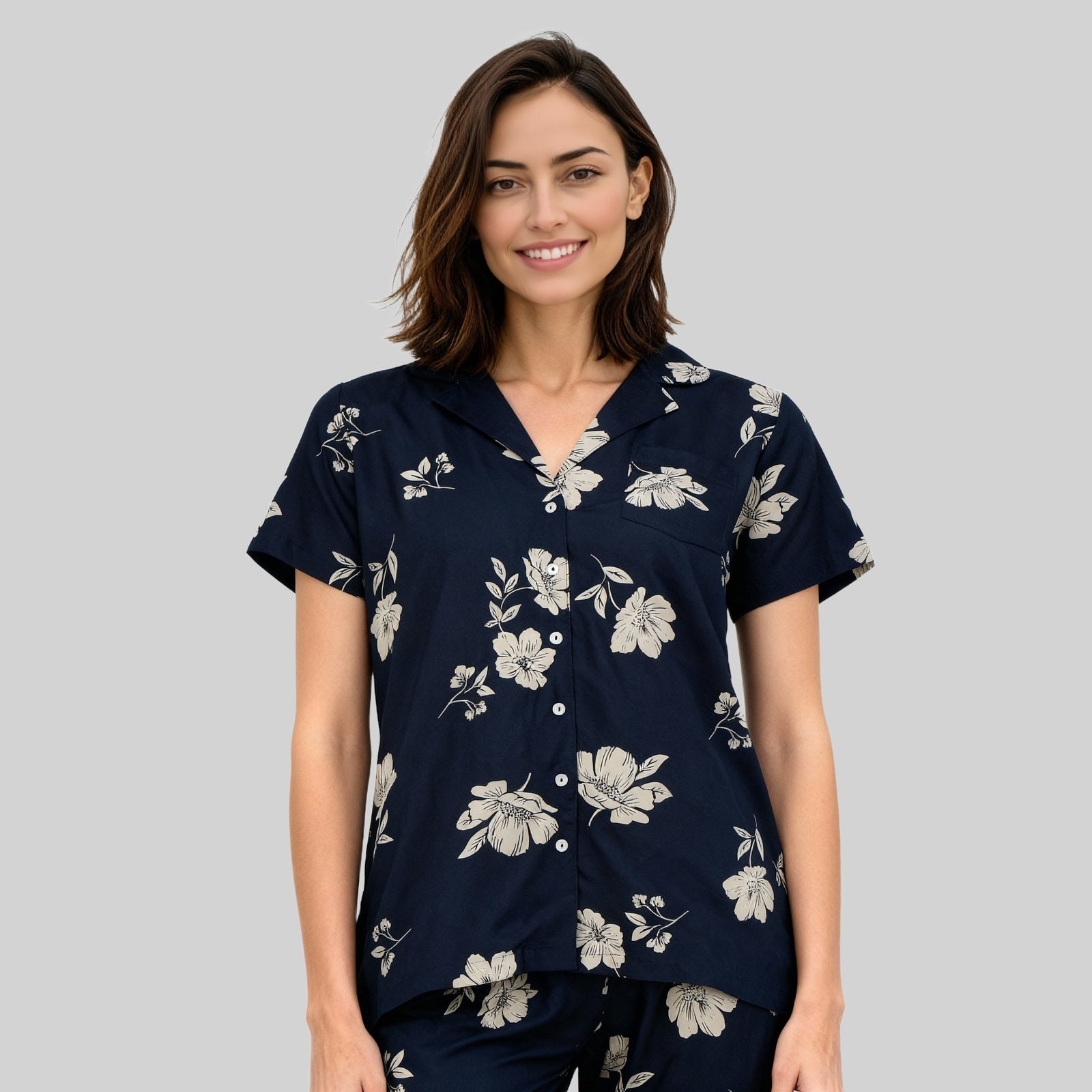 Cotton Printed Shirt with Pyjama Sleepwear Set