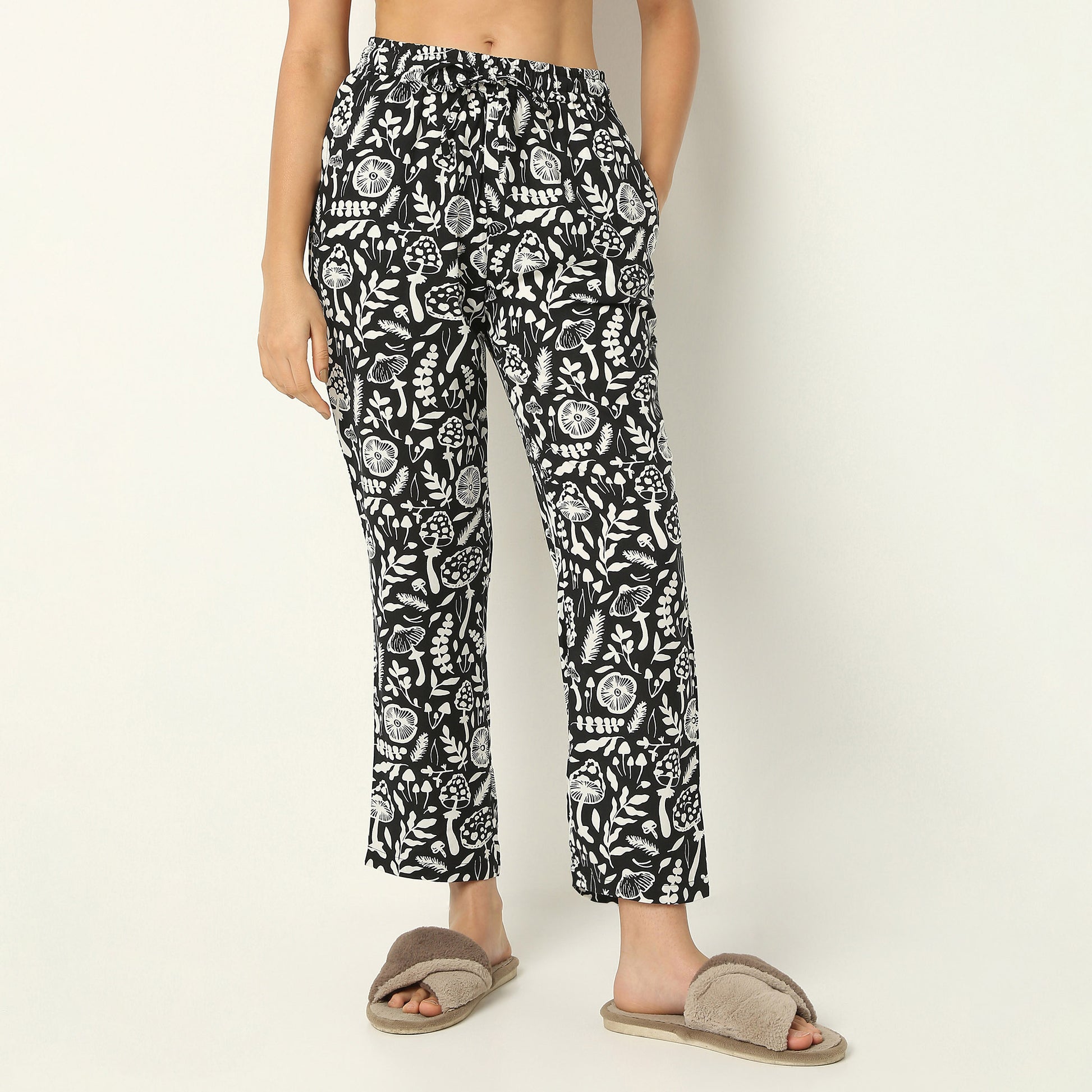 Regular Fit Printed Lapel Collar Shirt with Pyjama Set