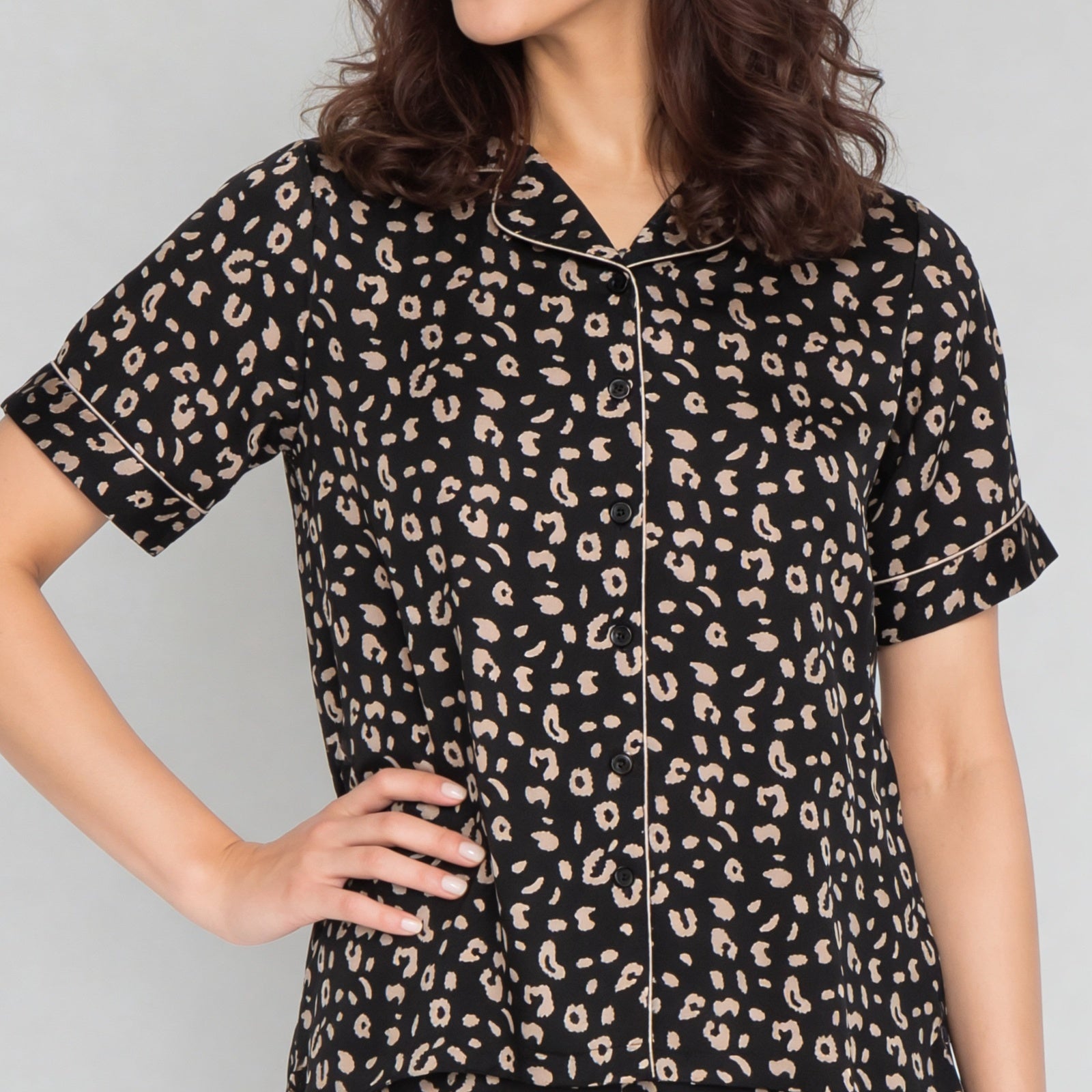 Printed Shirt with Shorts Sleepwear Set