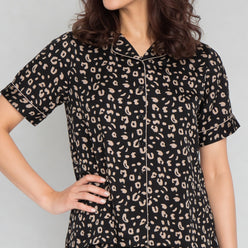Printed Shirt with Shorts Sleepwear Set