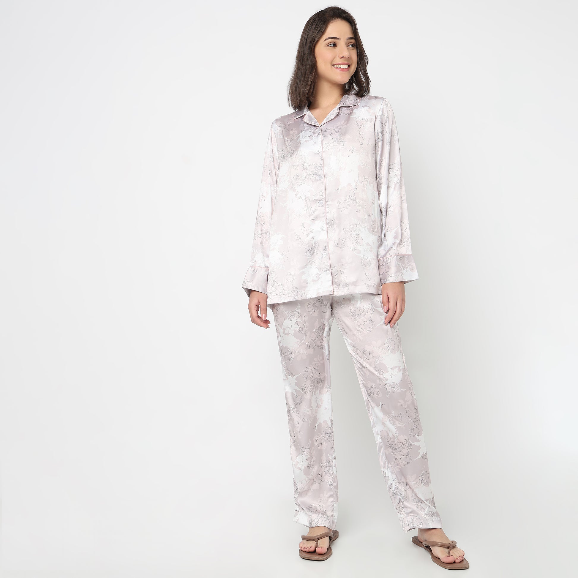 Cotton Printed Shirt with Pyjama Sleepwear Set